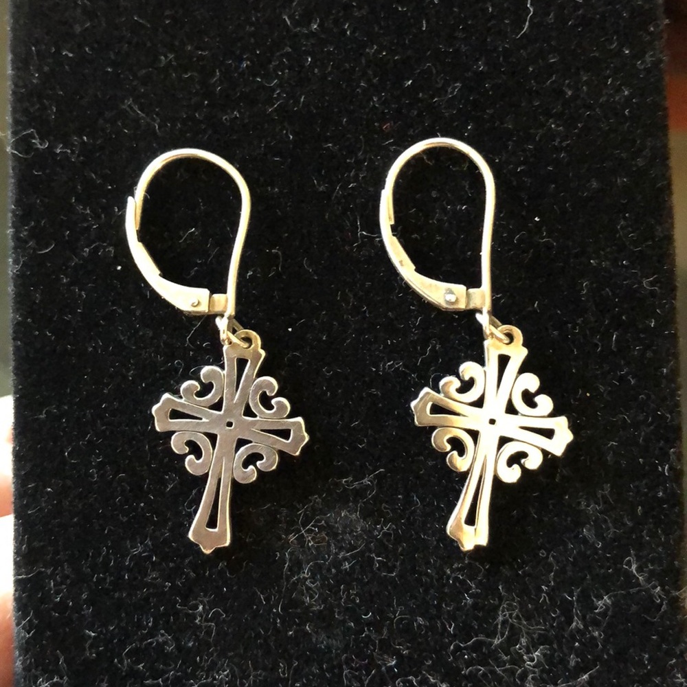 JAMES AVERY Sterling Silver Retired Cross Earrings
